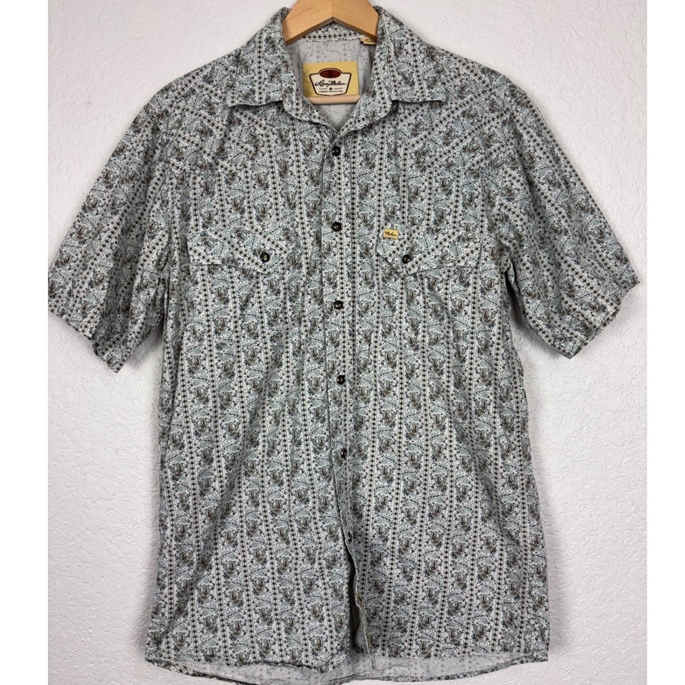 Larry Mahan Cowboy Collection Mens Medium Western Paisley Stripe Shirt LM-11107